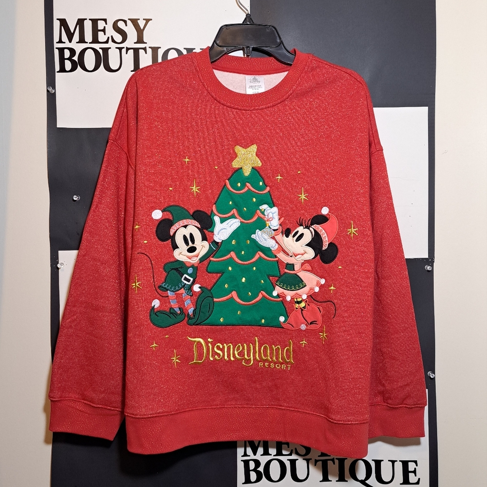 Disney Red Holiday Sweatshirt with Mickey and Minnie - Picture 2 of 7